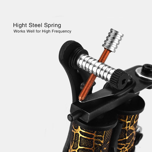 8-turn black coil tattoo machine set - professional practice cutting and fogging machine for beginners (including high steel spring, pure iron armature rod, high-quality copper rod)