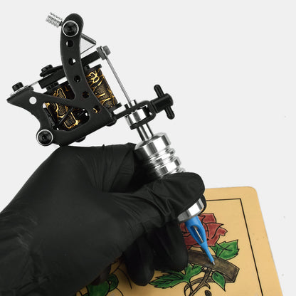 8-turn black coil tattoo machine set - professional practice cutting and fogging machine for beginners (including high steel spring, pure iron armature rod, high-quality copper rod)