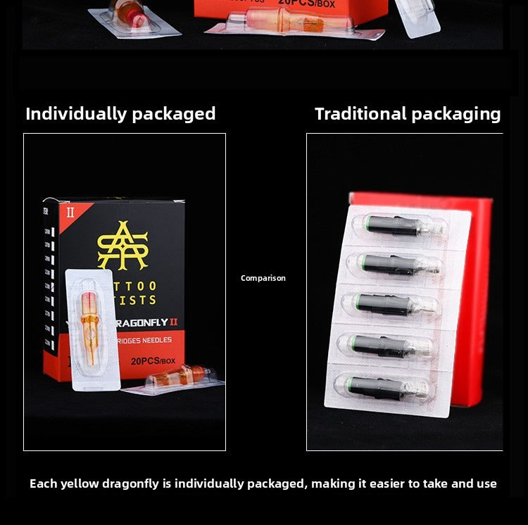 Yellow Dragonfly second-generation tattoo needle | High cost performance | Precise and non shaking needle | Ultra thin needle tip | Independent packaging | Universal tattoo pen