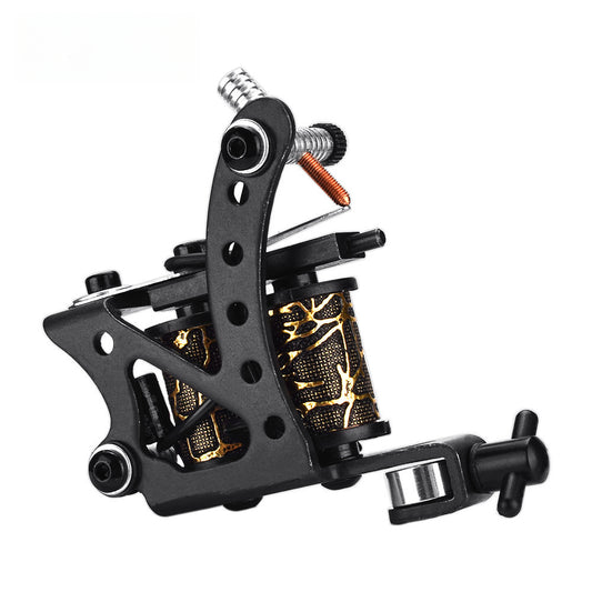 8-turn black coil tattoo machine set - professional practice cutting and fogging machine for beginners (including high steel spring, pure iron armature rod, high-quality copper rod)